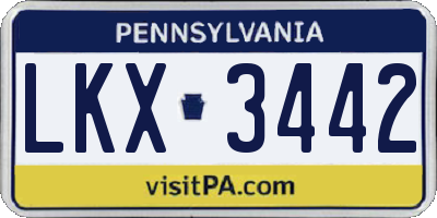 PA license plate LKX3442