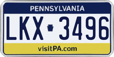 PA license plate LKX3496