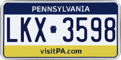 PA license plate LKX3598