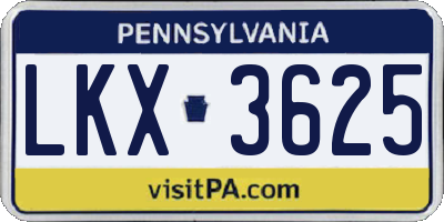 PA license plate LKX3625