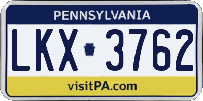 PA license plate LKX3762