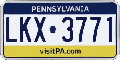 PA license plate LKX3771