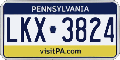 PA license plate LKX3824