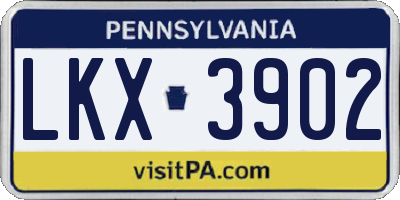 PA license plate LKX3902