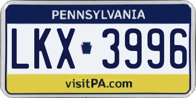 PA license plate LKX3996