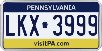 PA license plate LKX3999