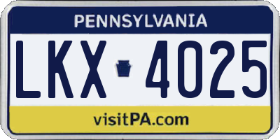 PA license plate LKX4025