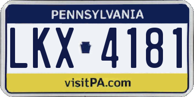 PA license plate LKX4181