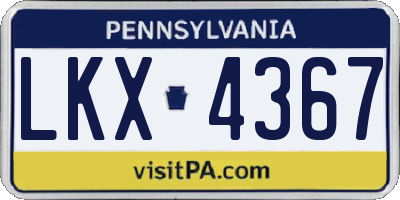 PA license plate LKX4367
