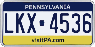 PA license plate LKX4536