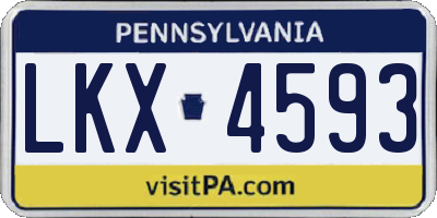 PA license plate LKX4593