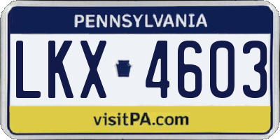 PA license plate LKX4603