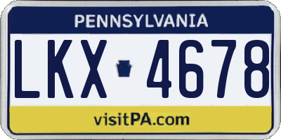 PA license plate LKX4678