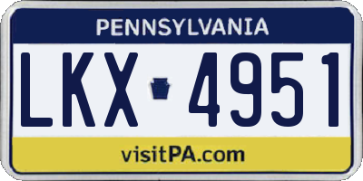 PA license plate LKX4951