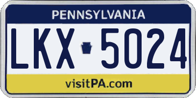 PA license plate LKX5024