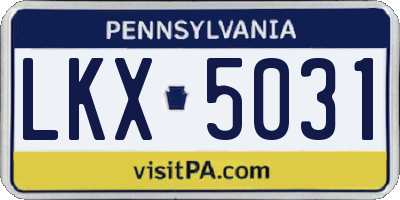 PA license plate LKX5031