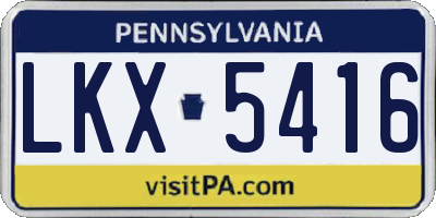 PA license plate LKX5416