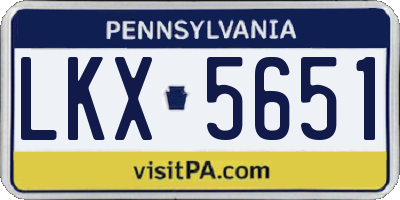 PA license plate LKX5651