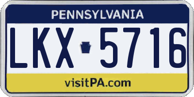 PA license plate LKX5716
