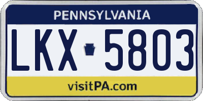 PA license plate LKX5803