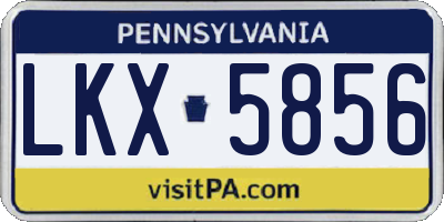 PA license plate LKX5856