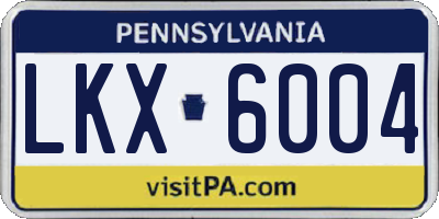 PA license plate LKX6004