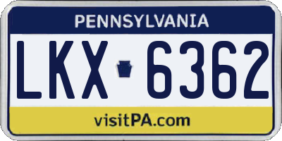 PA license plate LKX6362
