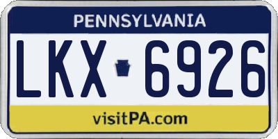 PA license plate LKX6926
