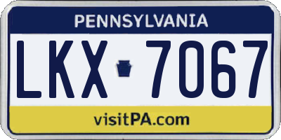 PA license plate LKX7067