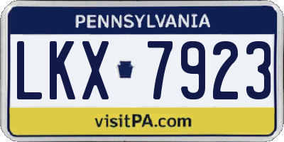 PA license plate LKX7923