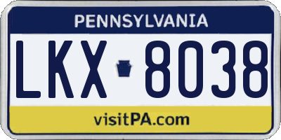 PA license plate LKX8038