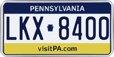 PA license plate LKX8400