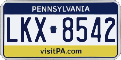 PA license plate LKX8542