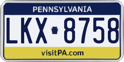 PA license plate LKX8758