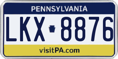 PA license plate LKX8876