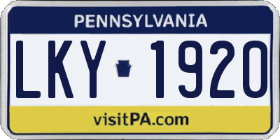 PA license plate LKY1920