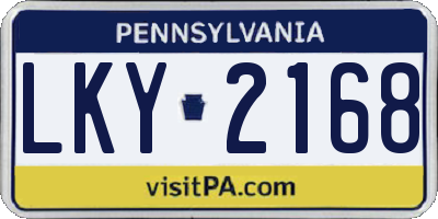 PA license plate LKY2168