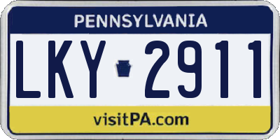 PA license plate LKY2911