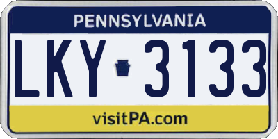 PA license plate LKY3133