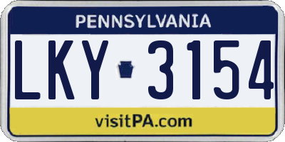 PA license plate LKY3154