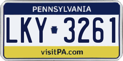 PA license plate LKY3261