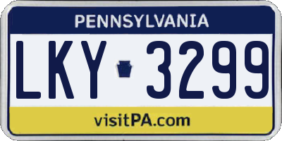 PA license plate LKY3299