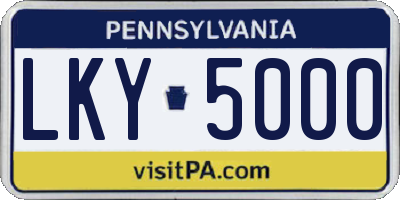 PA license plate LKY5000