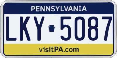PA license plate LKY5087