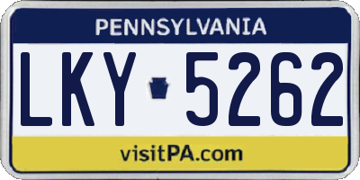PA license plate LKY5262