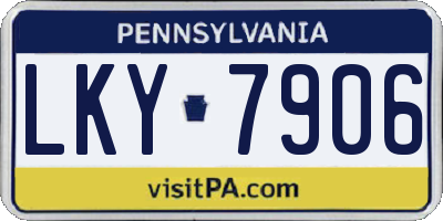 PA license plate LKY7906