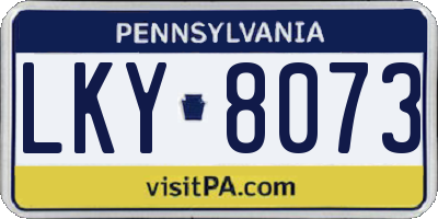 PA license plate LKY8073