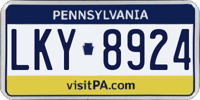 PA license plate LKY8924