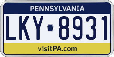 PA license plate LKY8931