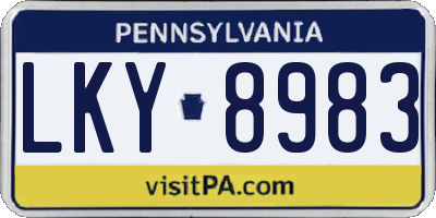 PA license plate LKY8983